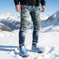 Biker Ripped & Repaired Slim Fit Jeans