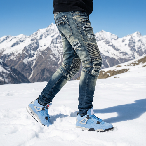 Biker Ripped & Repaired Slim Fit Jeans