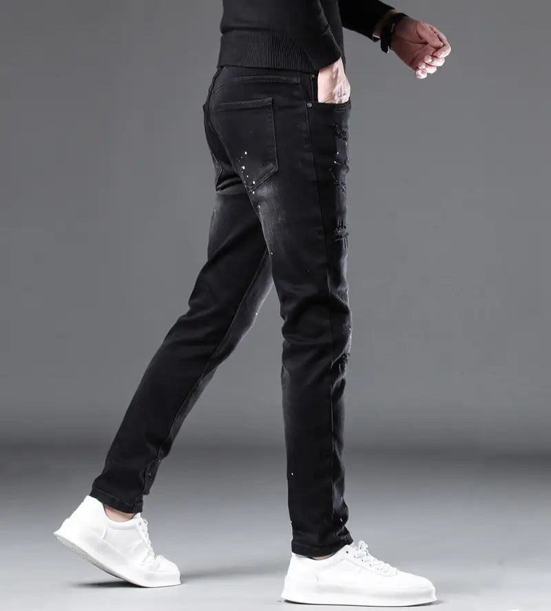 Black Painted Skinny Jeans