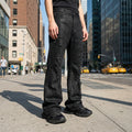 Black Cerated Ripped Flared Jeans