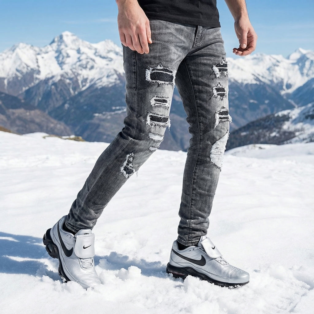 Black Diamond Painted Gray Skinny Jeans