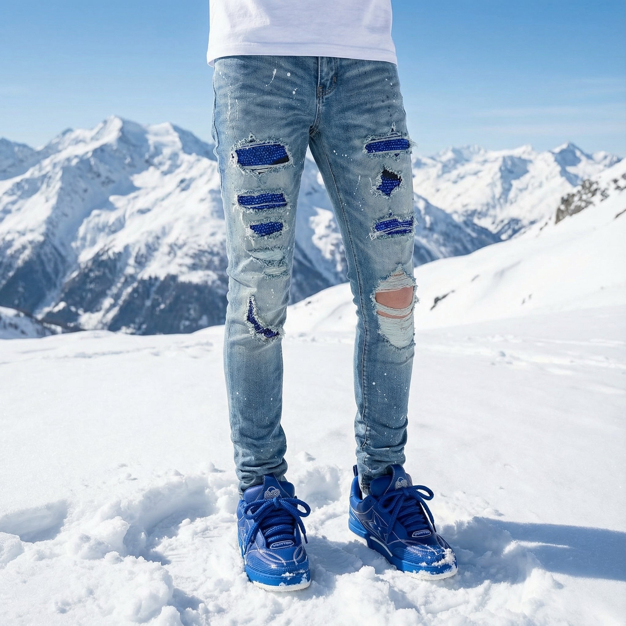Blue Diamond Painted Skinny Jeans