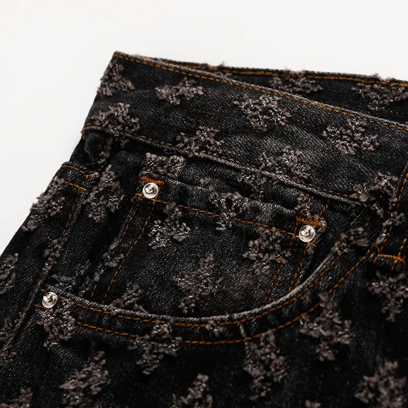 Black Jacquard Slim Fit Jeans