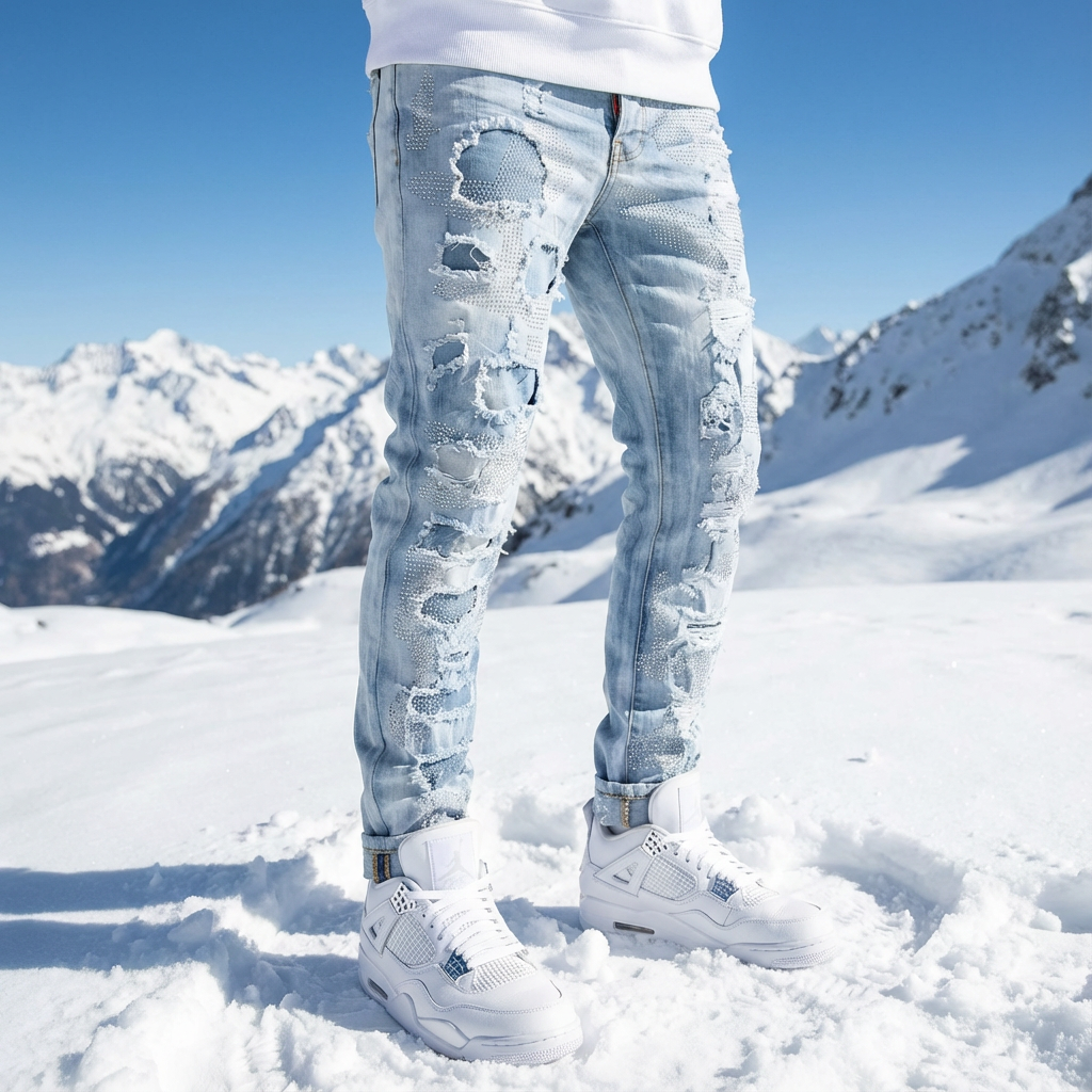 Diamond Ripped & Repaired Slim Fit Jeans