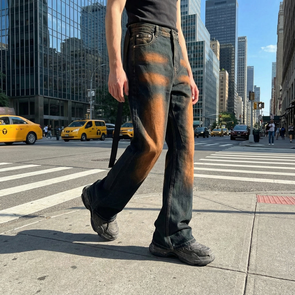 Dirty Washed Stacked Jeans