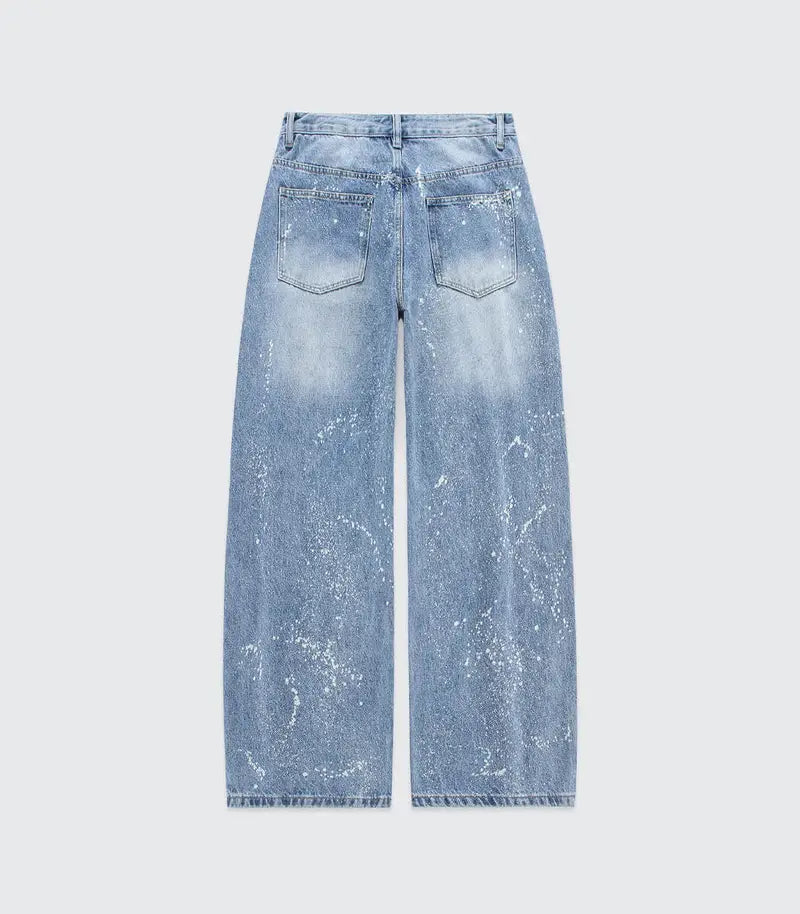 Splashed Paint Relaxed Loose Jeans