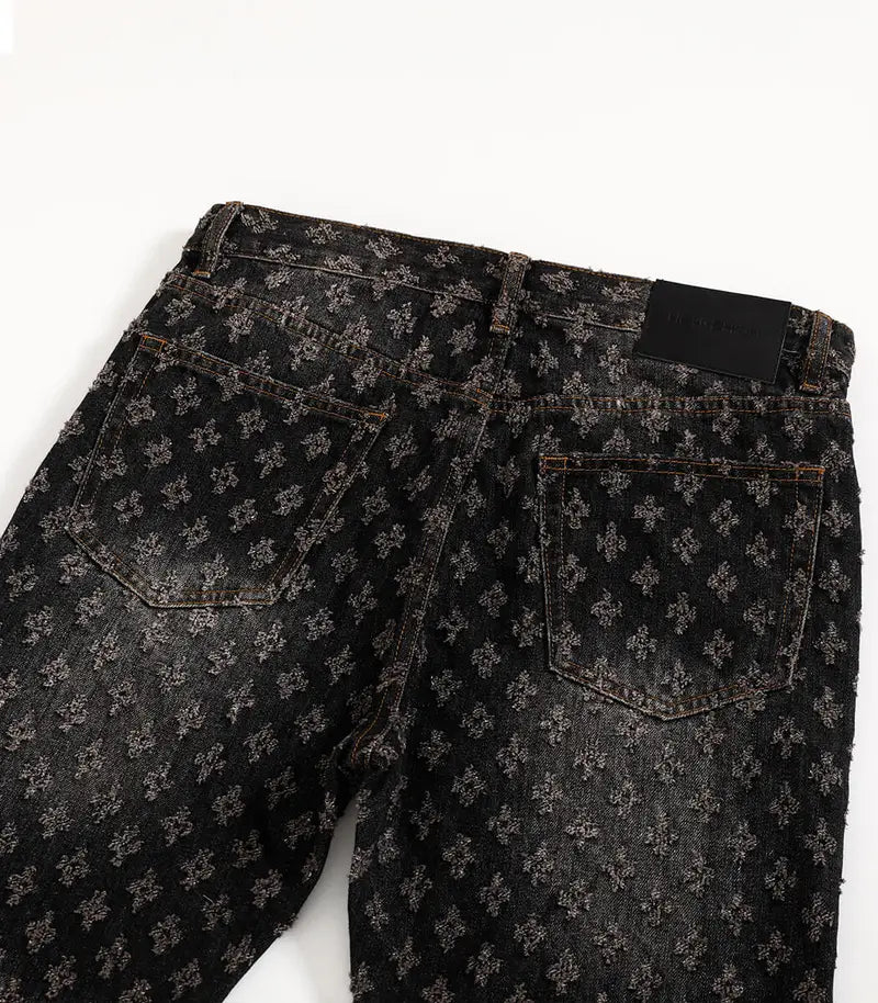 Black Jacquard Slim Fit Jeans