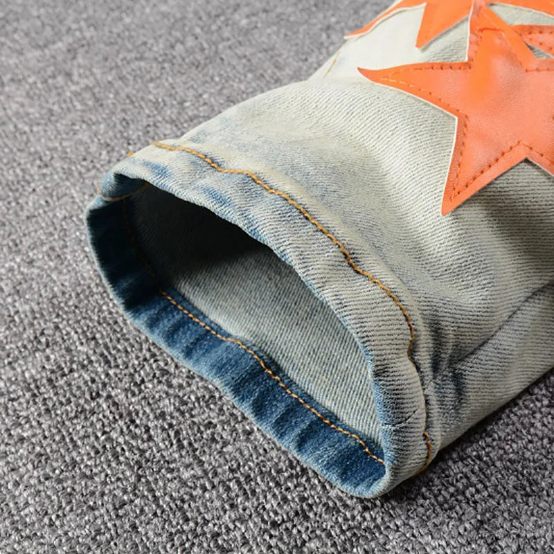 Orange Stars Skinny Jeans