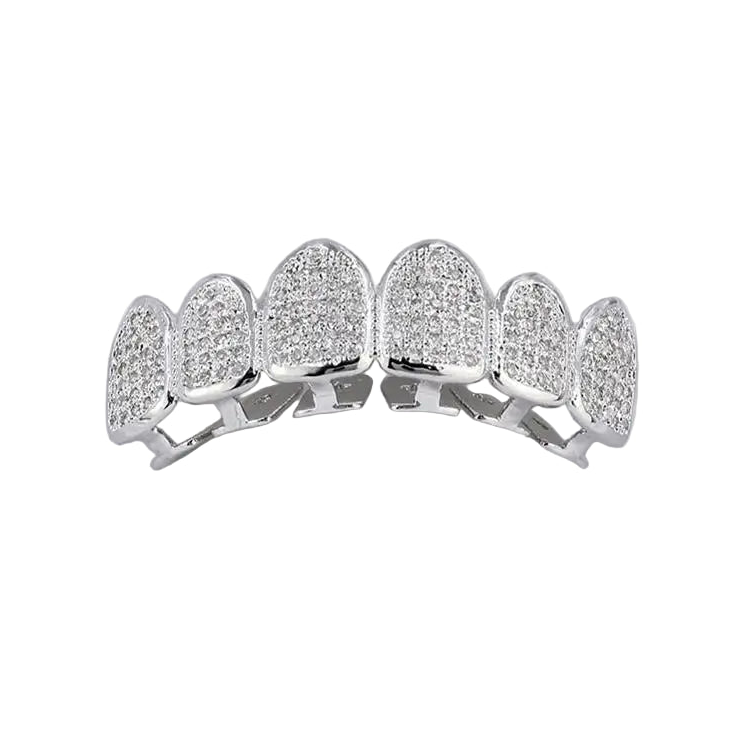 Iced-edge Grillz argento 6x6