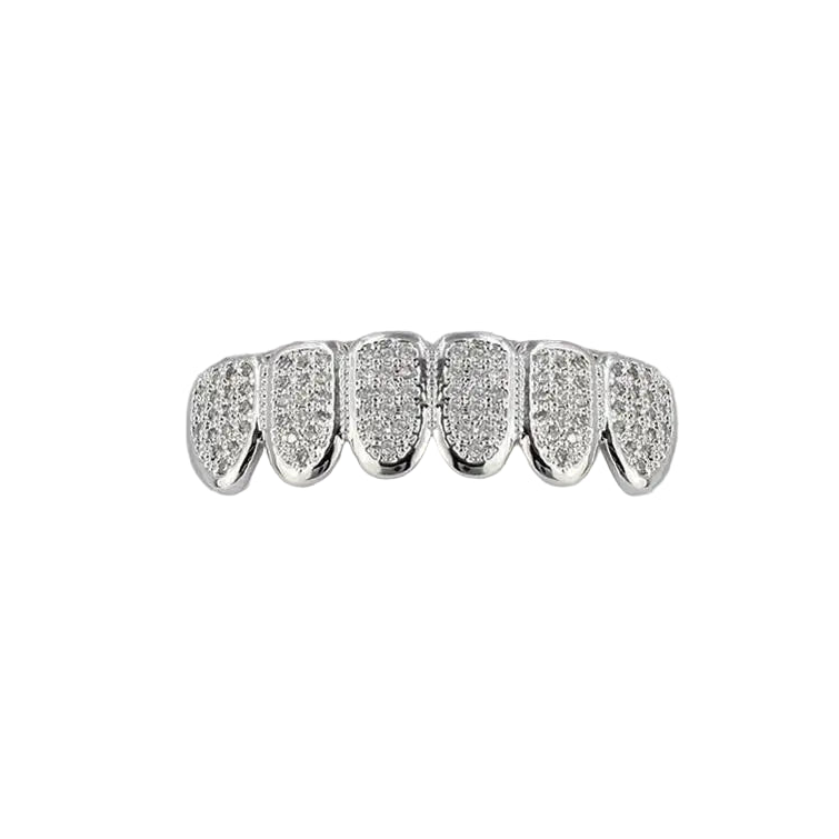 Iced-edge Grillz argento 6x6