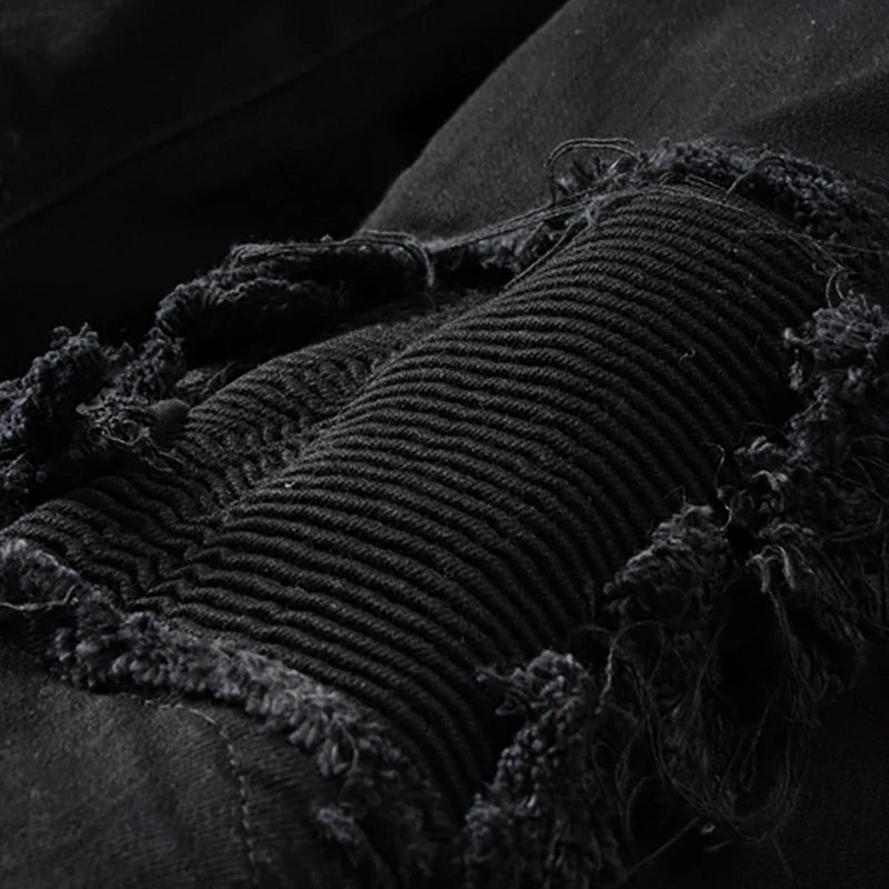 Black on Black Patchwork Slim Fit Jeans