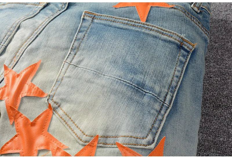 Orange Stars Skinny Jeans