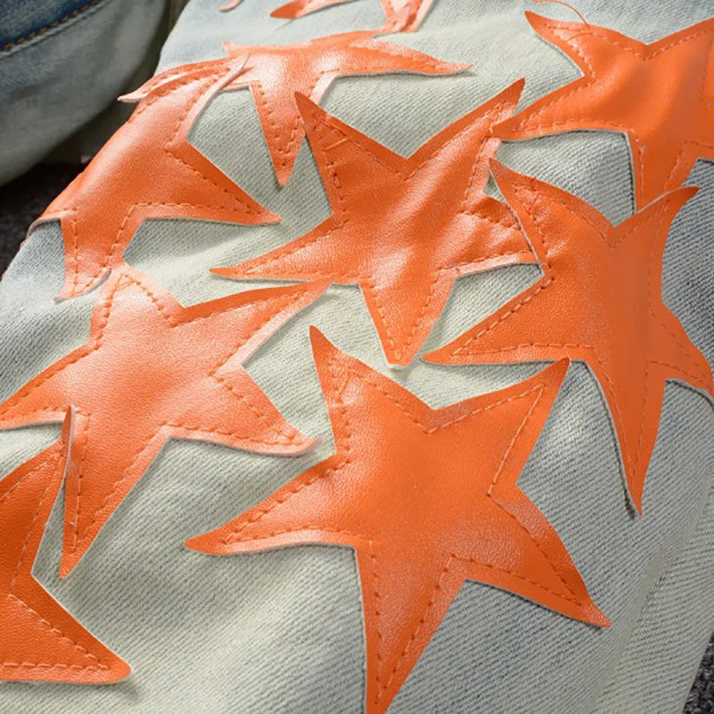 Orange Stars Skinny Jeans