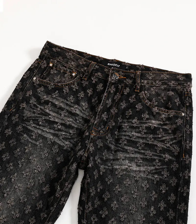 Black Jacquard Slim Fit Jeans