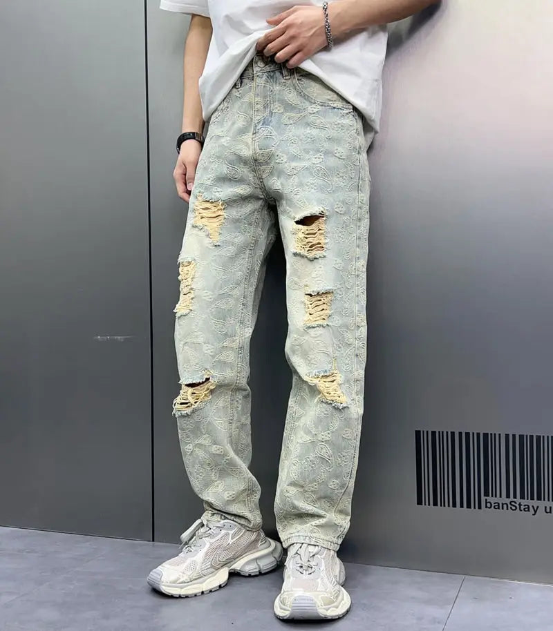 Ripped Bandana Relaxed Jeans