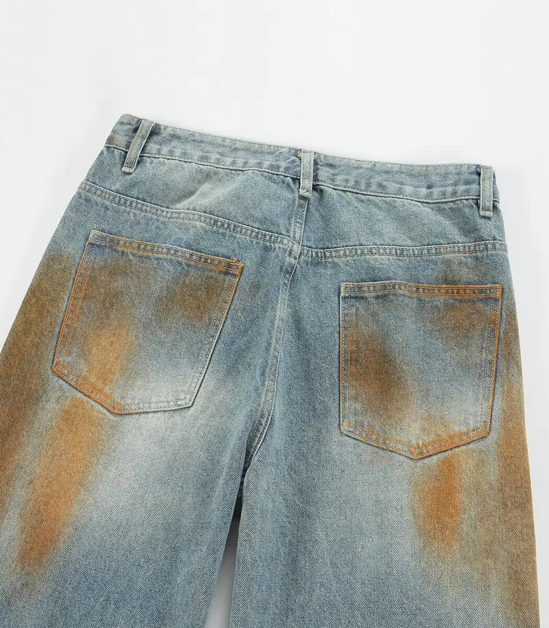 Dirty Washed Ripped Relaxed Loose Jeans