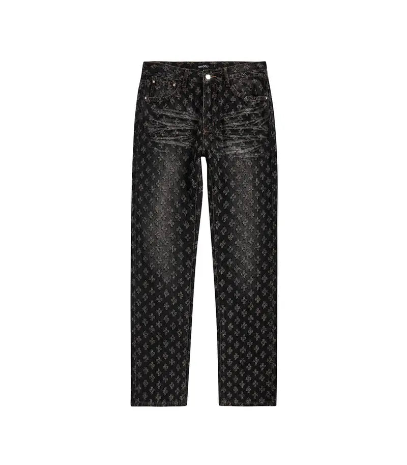 Black Jacquard Slim Fit Jeans