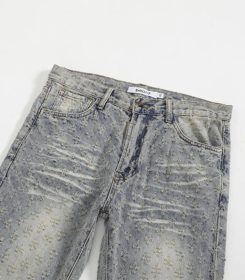 Vintage Blue Jacquard Slim Fit Jeans