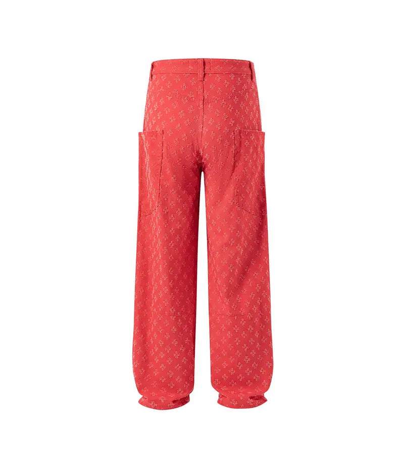 Red Monogram Relaxed Jeans