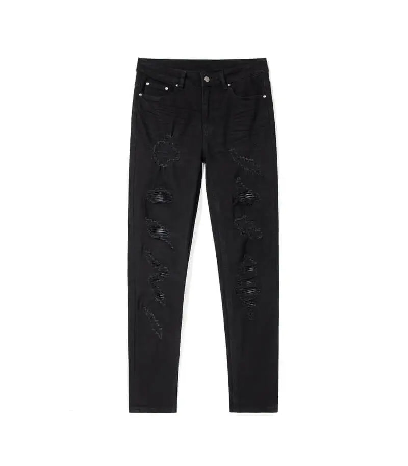 Ripped & Repaired Black Skinny Jeans