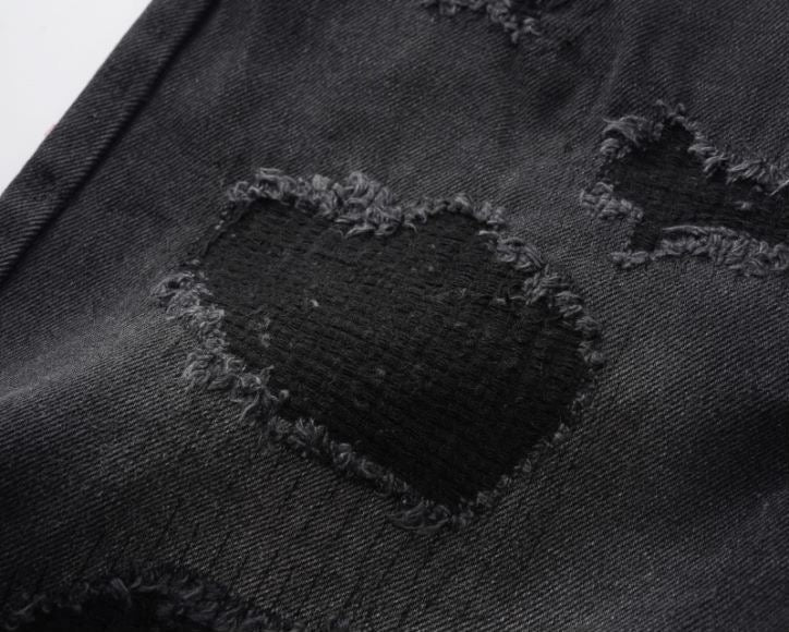 Scraped Black Jorts