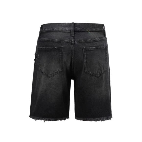 Scraped Black Jorts