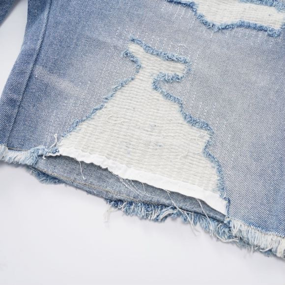 Scraped Blue Jorts