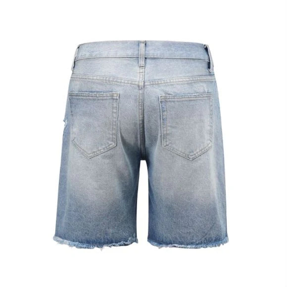 Scraped Blue Jorts