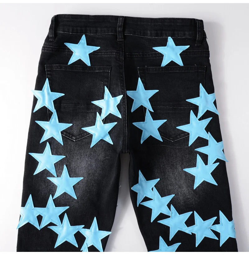 Light Blue Stars Skinny Jeans