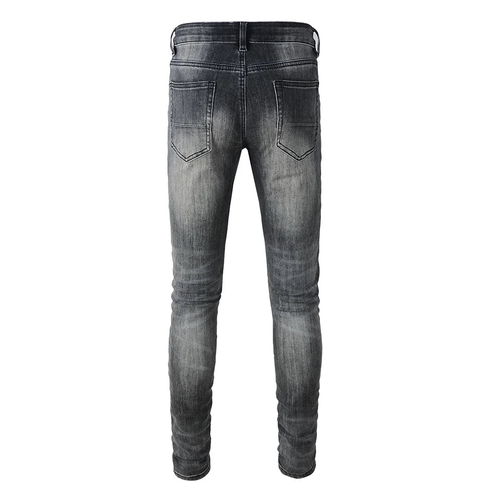 Black Diamond Painted Gray Skinny Jeans