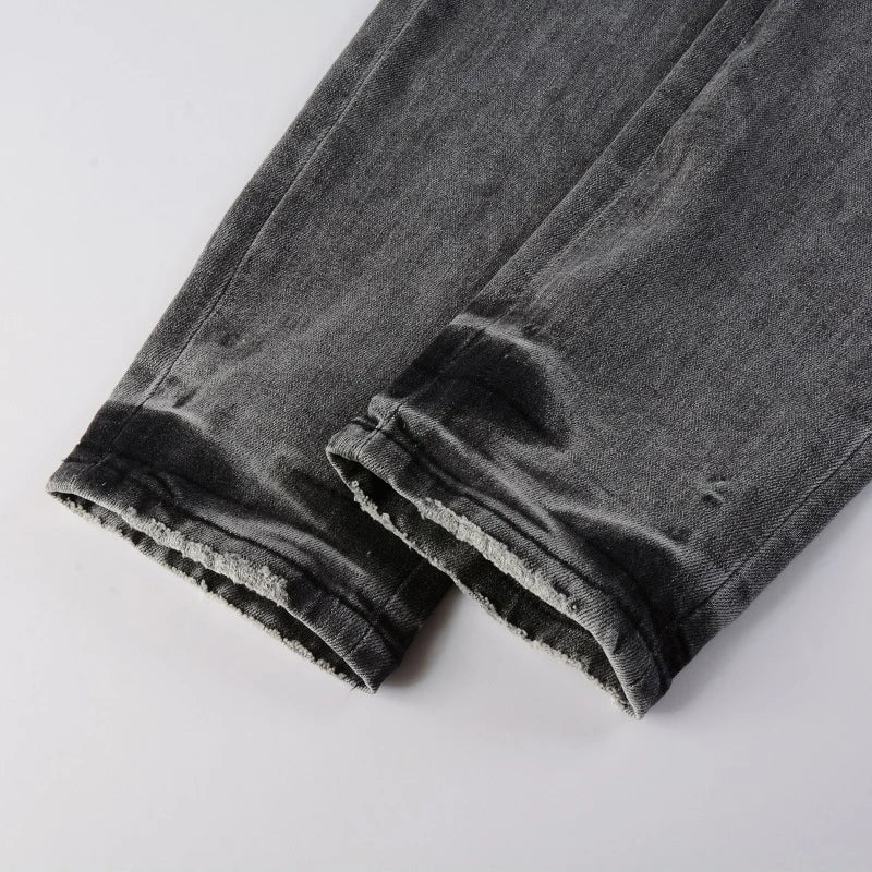 Black Bandana Patchwork Gray Skinny Jeans