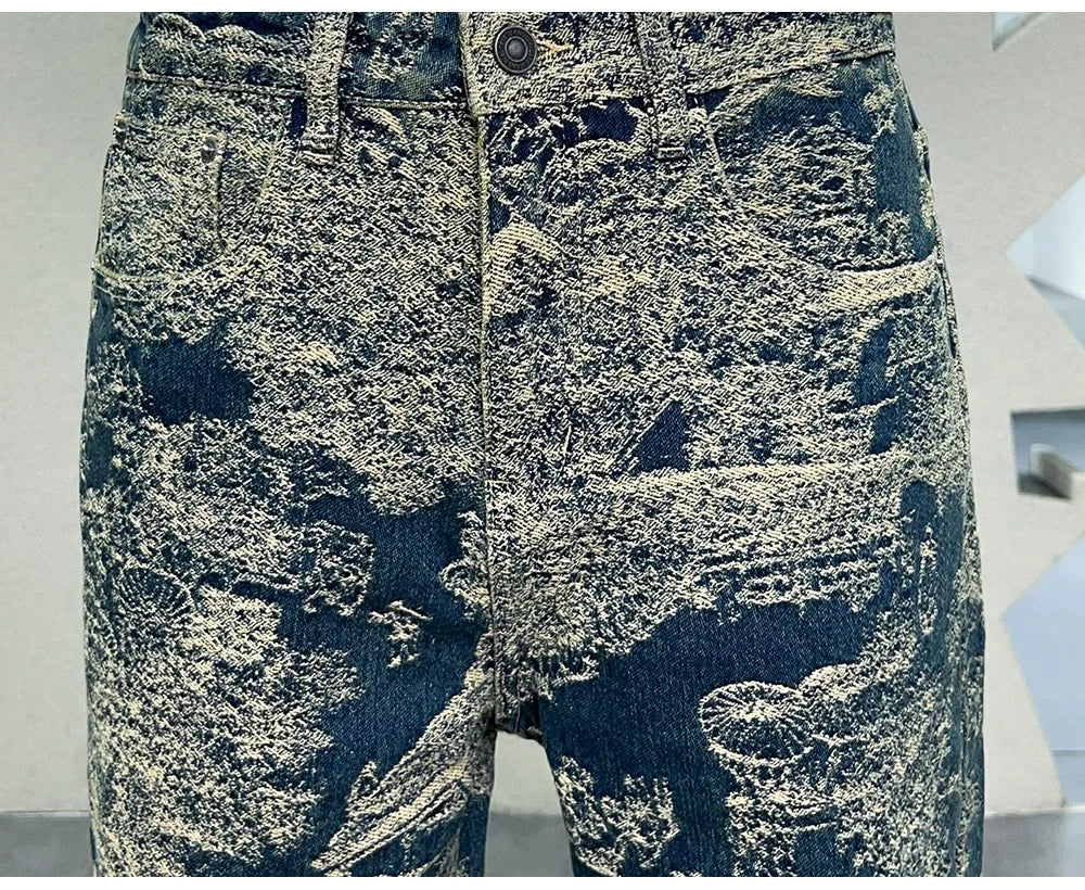 Abstract Weave Relaxed Jeans