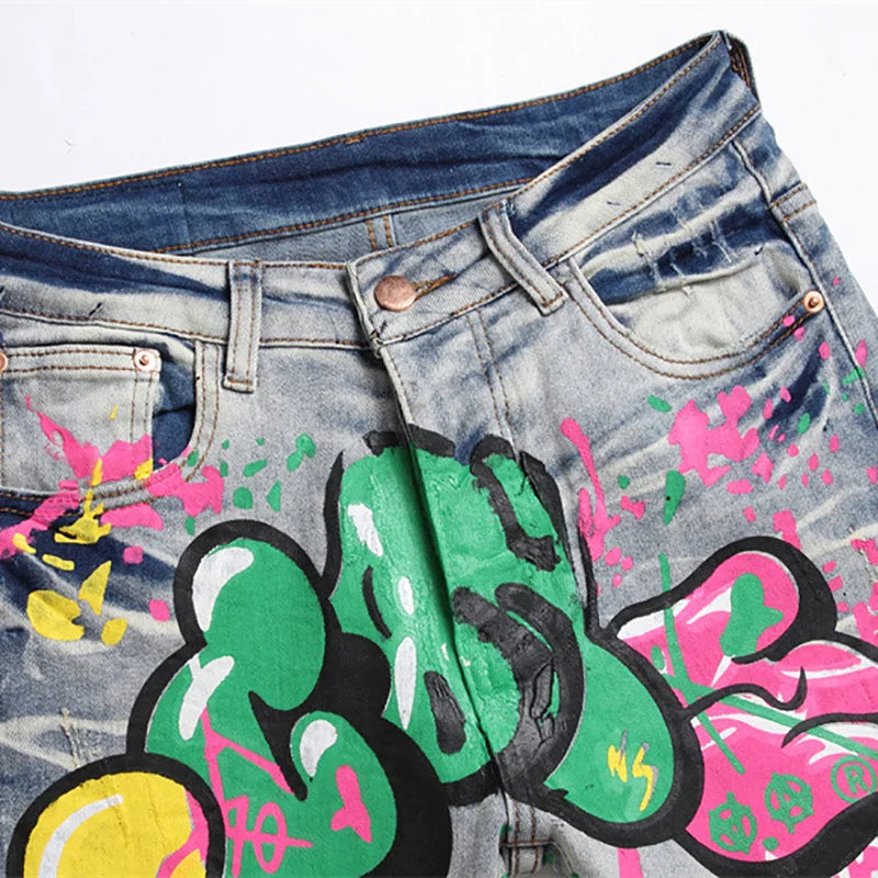 Street Graffiti Slim Fit Jeans