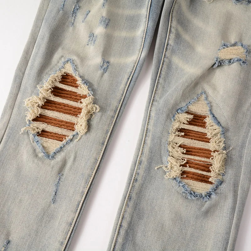 Copper Patchwork Skinny Jeans