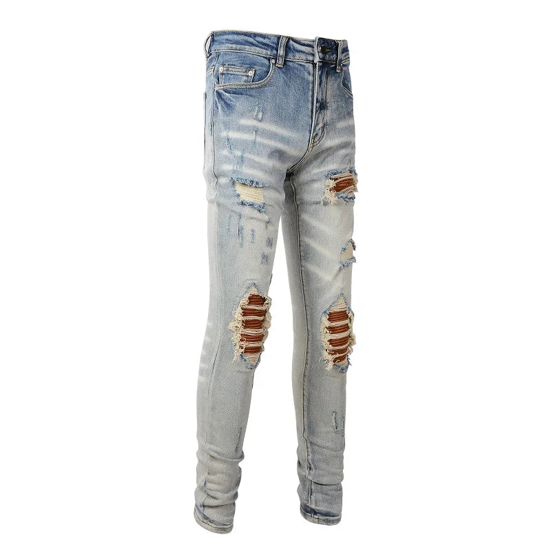 Copper Patchwork Skinny Jeans