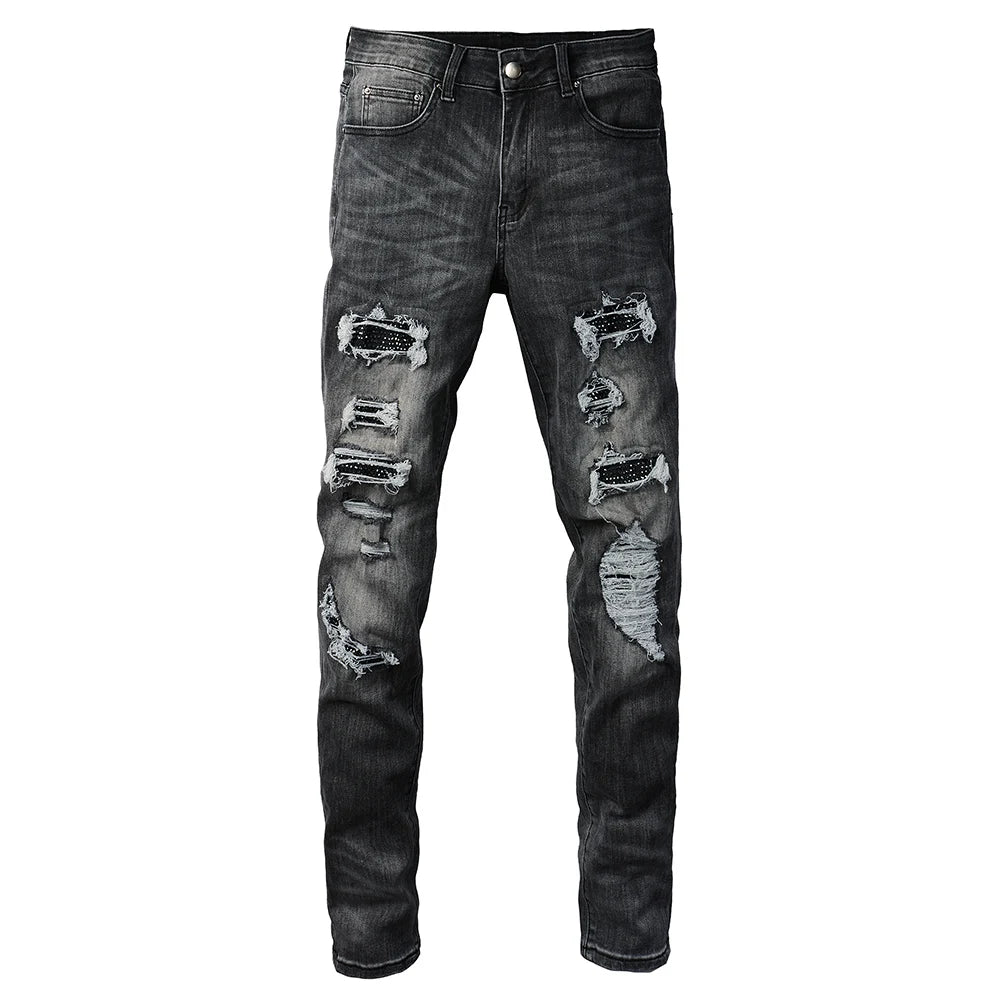 Black Diamond Painted Gray Skinny Jeans