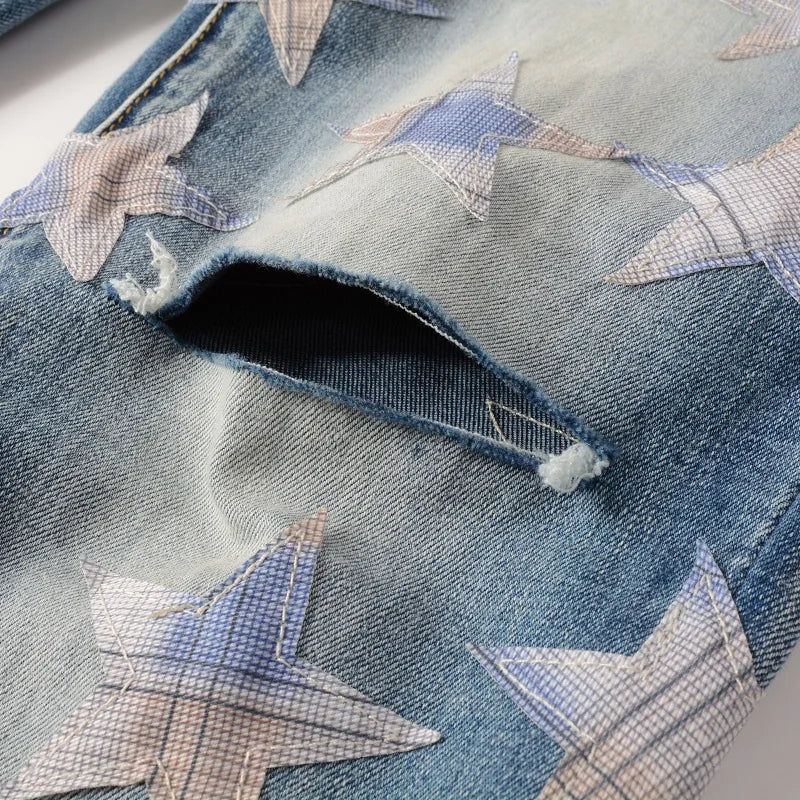 Pattern Stars Skinny Jeans