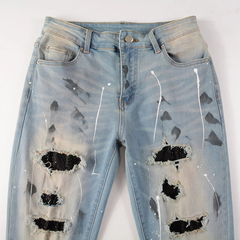 Black Diamond Painted Skinny Jeans