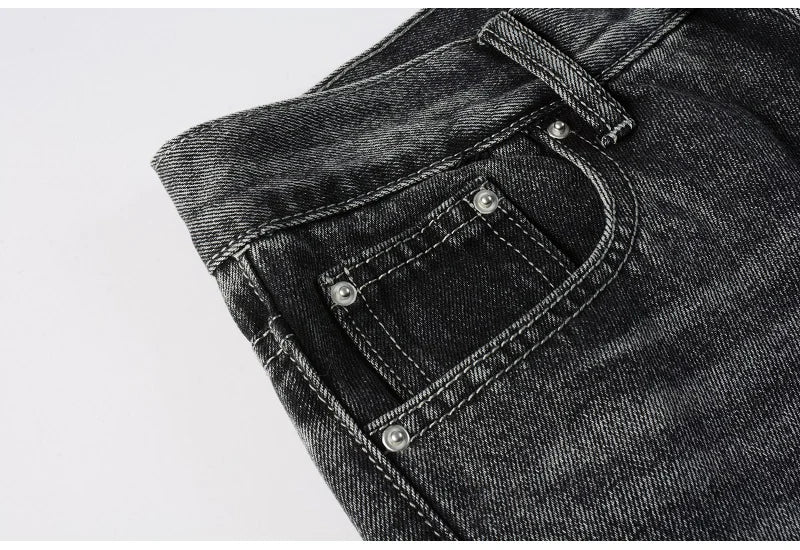 Gray Sliced Sides Flared Jeans