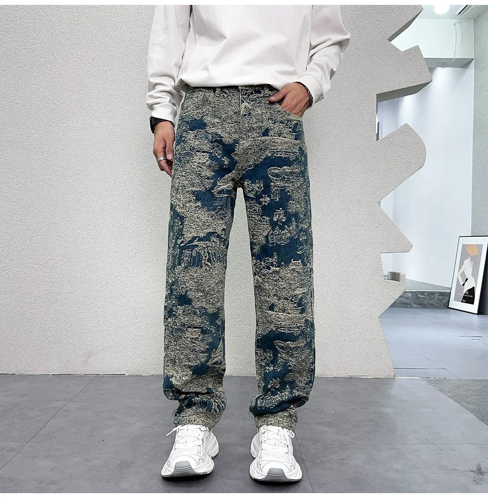 Abstract Weave Relaxed Jeans