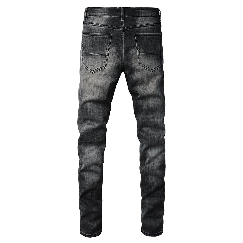 Black Diamond Painted Gray Skinny Jeans