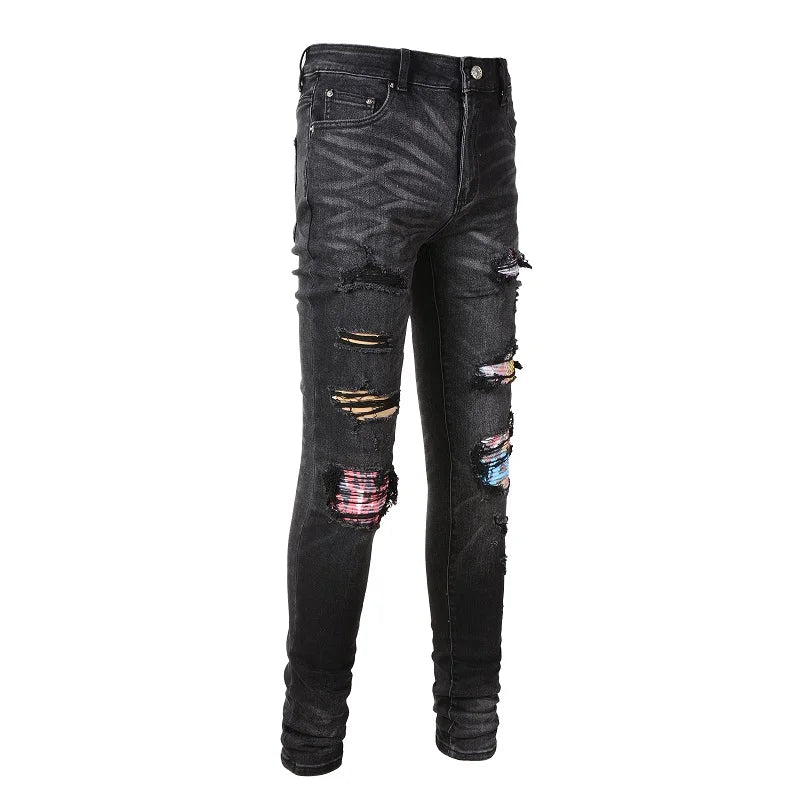 Graffiti Patchwork Skinny Jeans