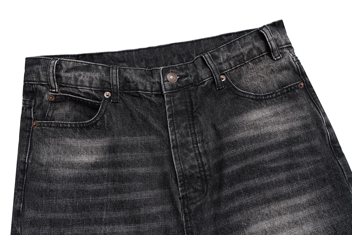 Gray Ripped Flared Jeans