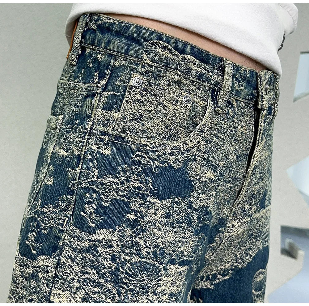 Abstract Weave Relaxed Jeans