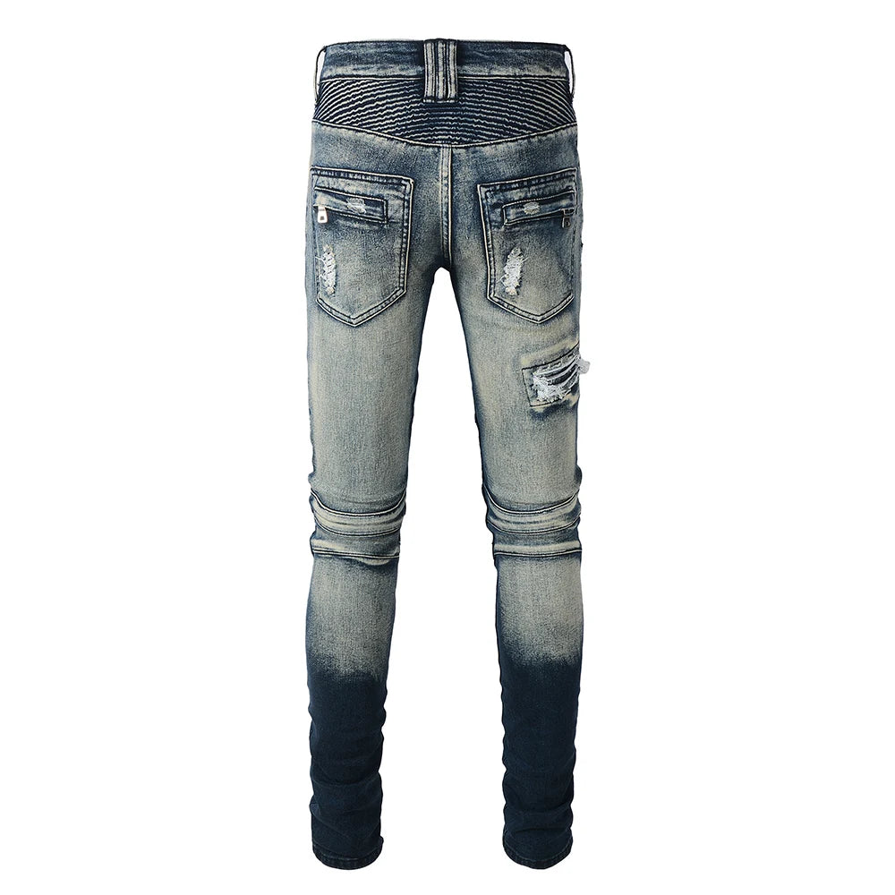 Biker Ripped & Repaired Slim Fit Jeans