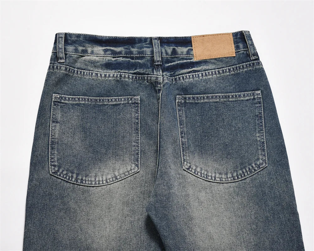 Folded Blue Flared Jeans