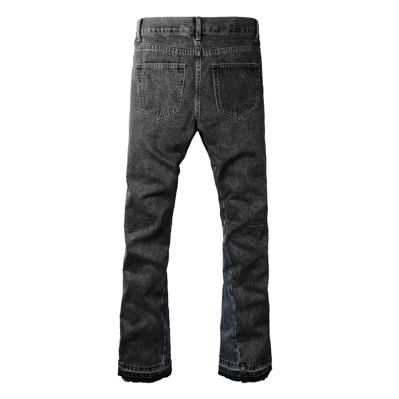 Gray Sliced Sides Flared Jeans