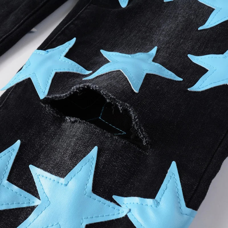 Light Blue Stars Skinny Jeans