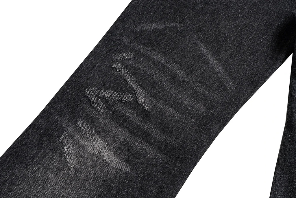 Gray Ripped Flared Jeans