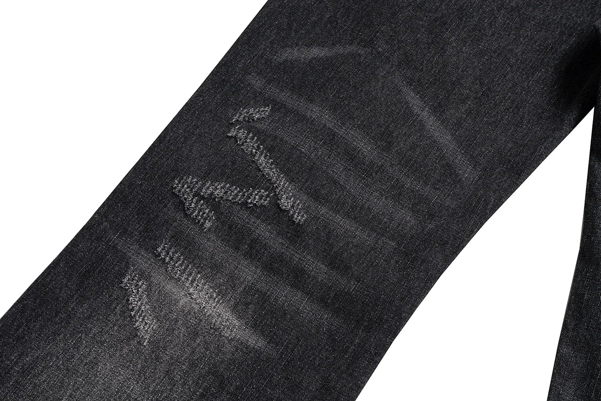 Gray Ripped Flared Jeans